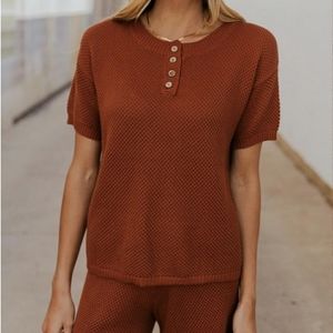 Roolee- Short sleeved sweater, terra cotta color , M